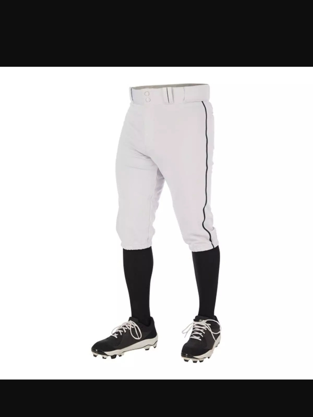 Lot Of 2: Youth White Knicker Baseball Pants with Black Piping